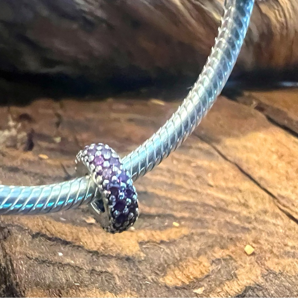 Authentic Pandora Charm Inspiration Within Spacer Purple Zirconia Sparkling